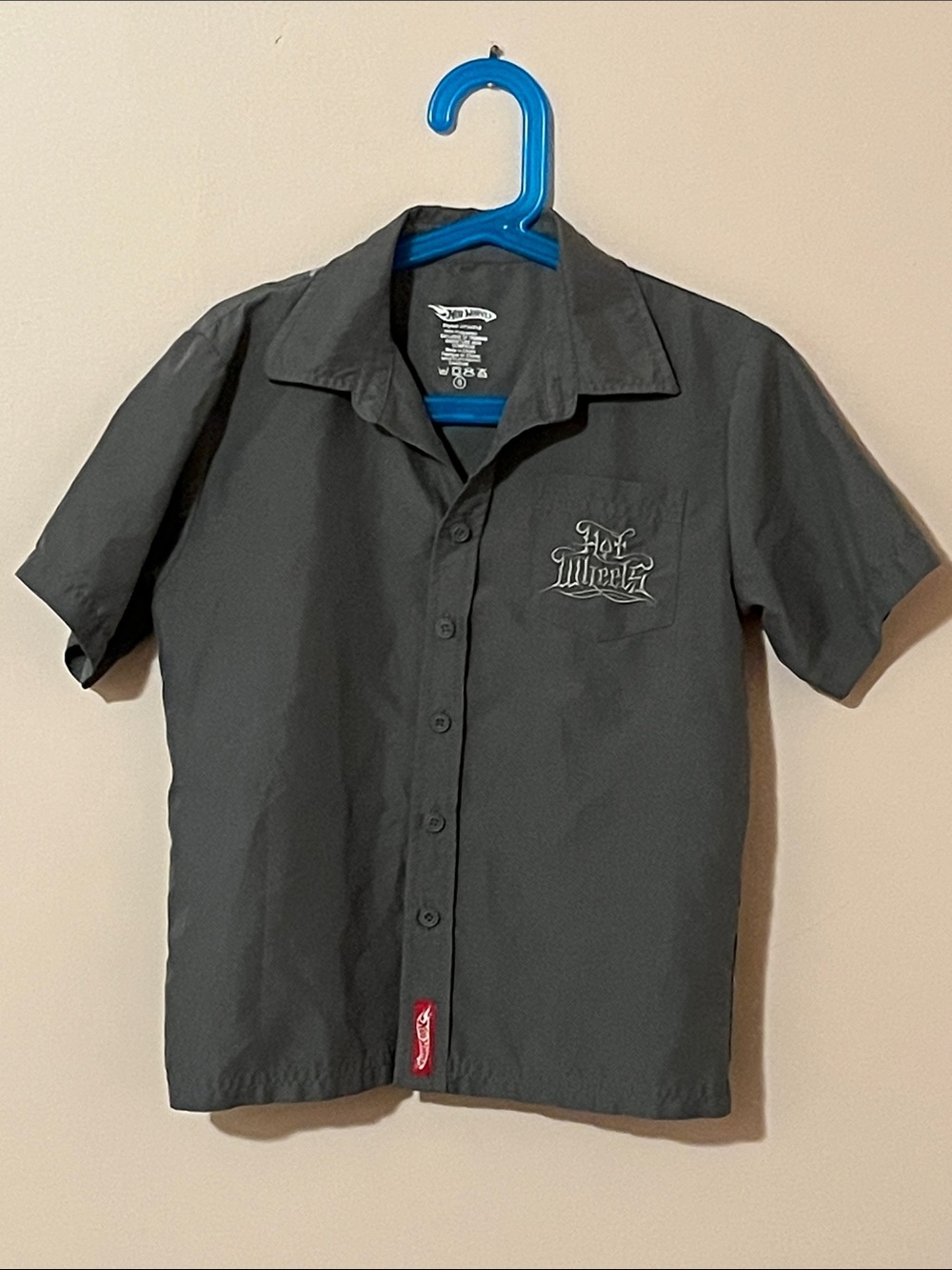 Boys Grey Hot Wheels Short-Sleeve Button-Up Shirt